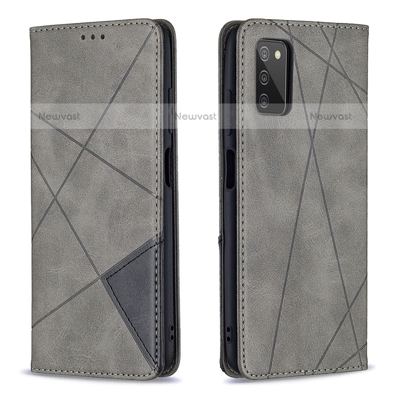 Leather Case Stands Flip Cover Holder B07F for Samsung Galaxy A02s Gray