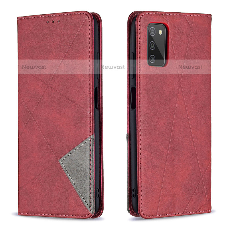 Leather Case Stands Flip Cover Holder B07F for Samsung Galaxy A02s Red