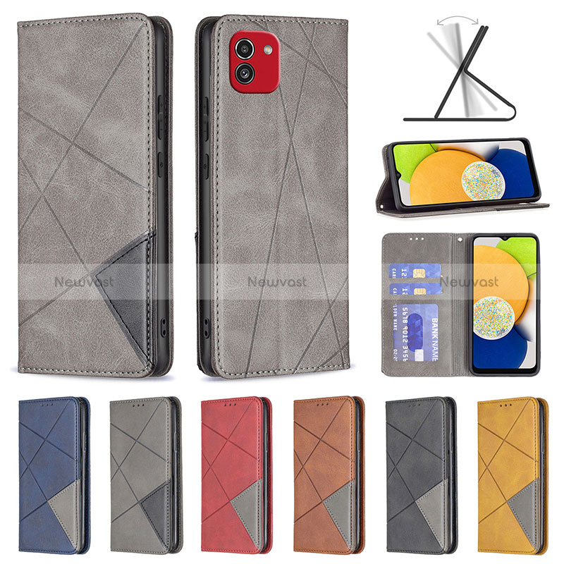 Leather Case Stands Flip Cover Holder B07F for Samsung Galaxy A03