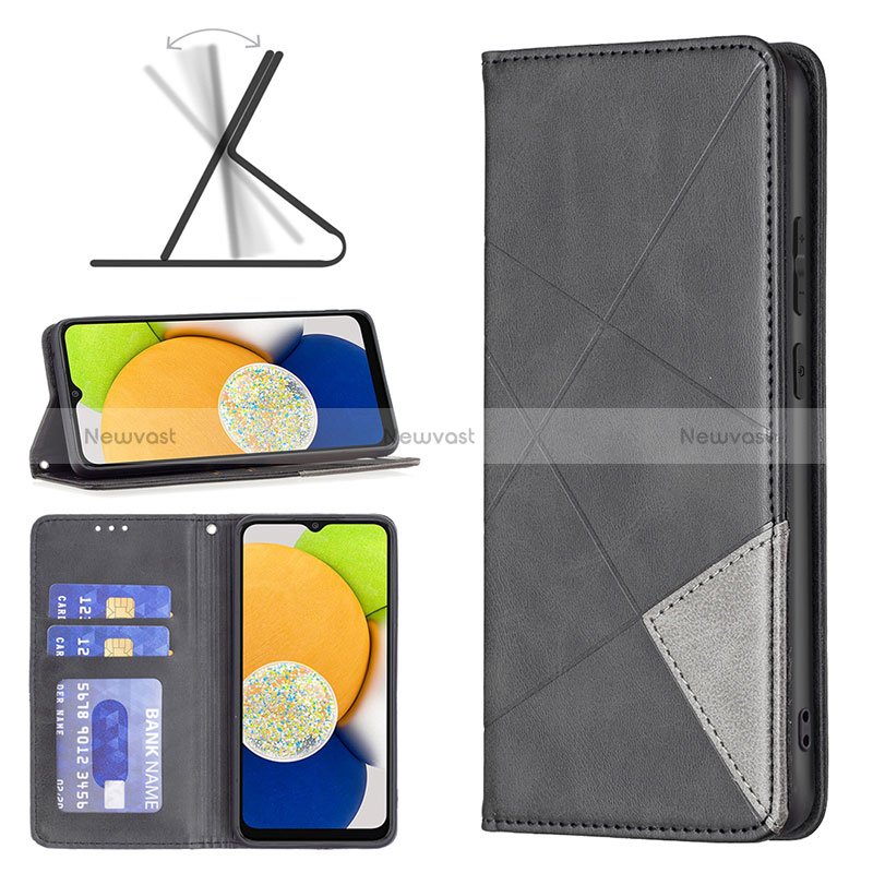 Leather Case Stands Flip Cover Holder B07F for Samsung Galaxy A03