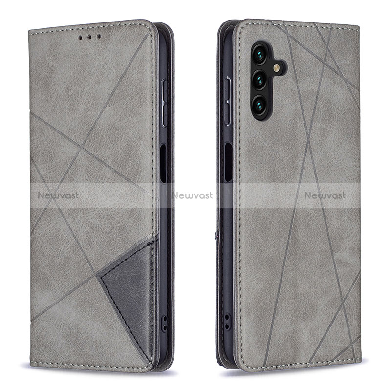 Leather Case Stands Flip Cover Holder B07F for Samsung Galaxy A04s Gray