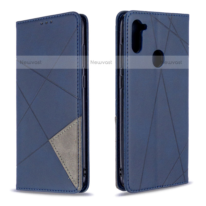 Leather Case Stands Flip Cover Holder B07F for Samsung Galaxy A11 Blue