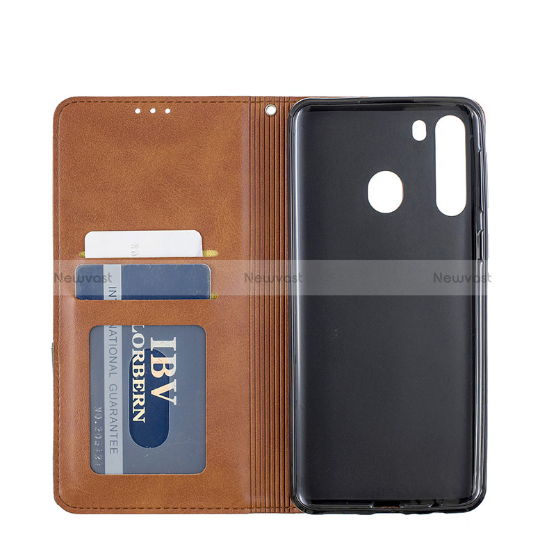 Leather Case Stands Flip Cover Holder B07F for Samsung Galaxy A21