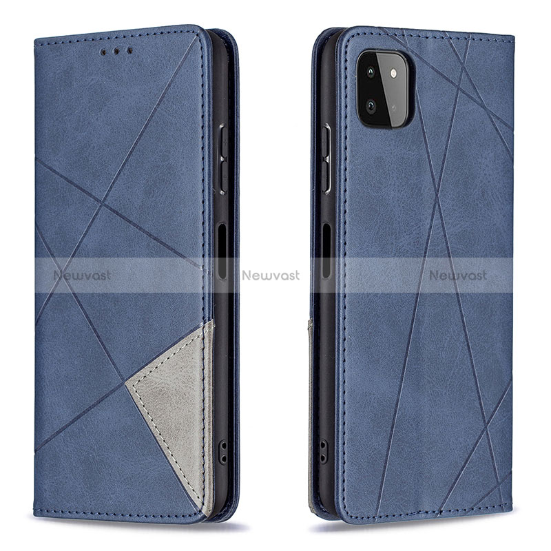 Leather Case Stands Flip Cover Holder B07F for Samsung Galaxy A22 5G Blue