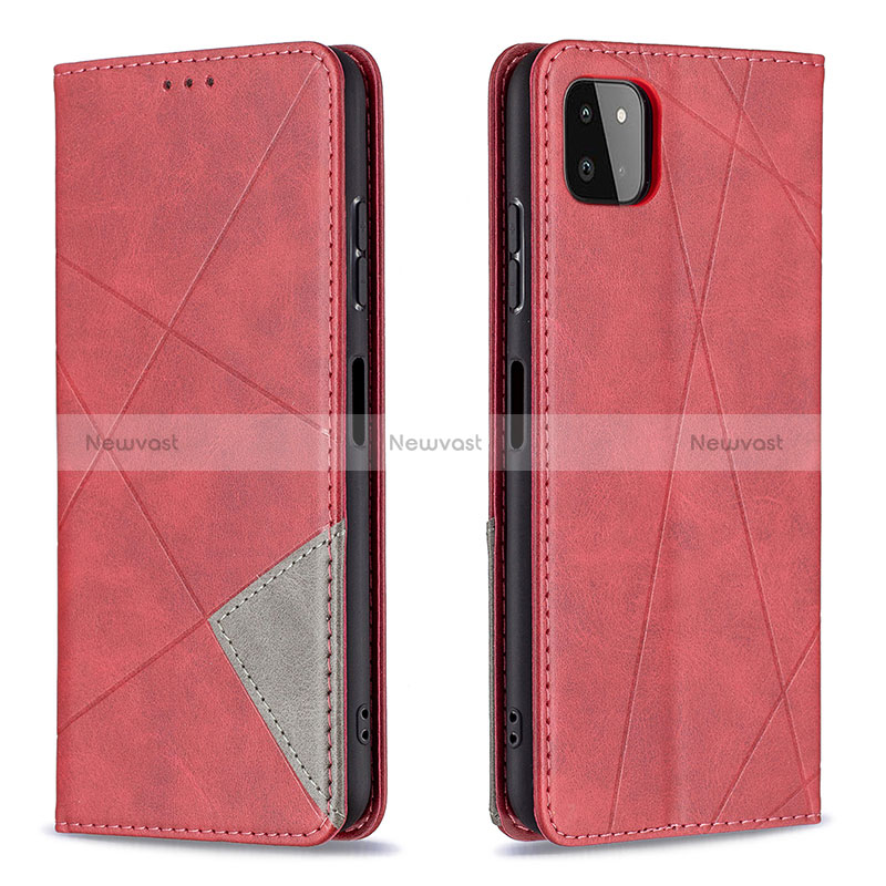 Leather Case Stands Flip Cover Holder B07F for Samsung Galaxy A22 5G Red
