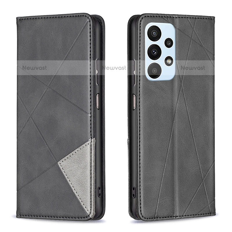 Leather Case Stands Flip Cover Holder B07F for Samsung Galaxy A23 5G Black