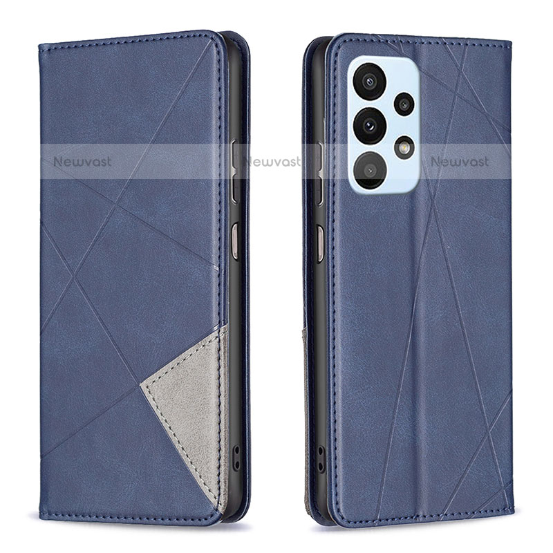 Leather Case Stands Flip Cover Holder B07F for Samsung Galaxy A23 5G Blue