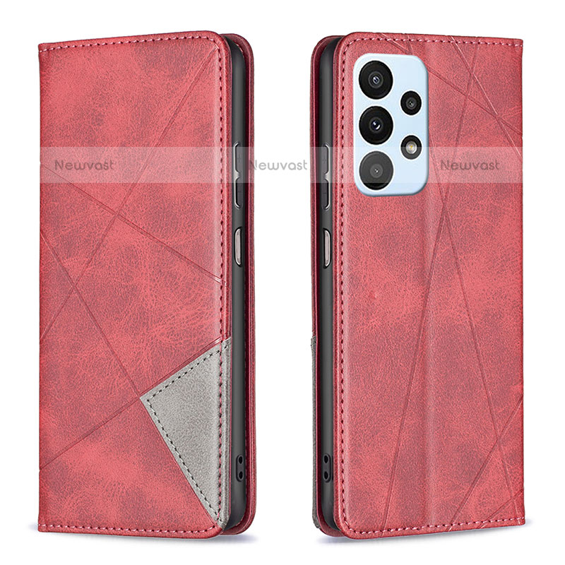 Leather Case Stands Flip Cover Holder B07F for Samsung Galaxy A23 5G Red