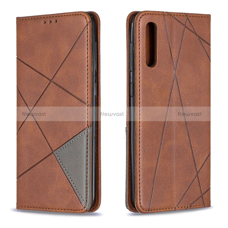 Leather Case Stands Flip Cover Holder B07F for Samsung Galaxy A30S Brown