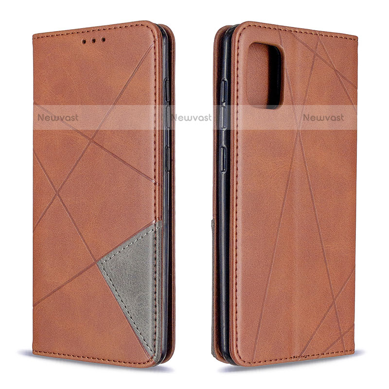 Leather Case Stands Flip Cover Holder B07F for Samsung Galaxy A31 Brown