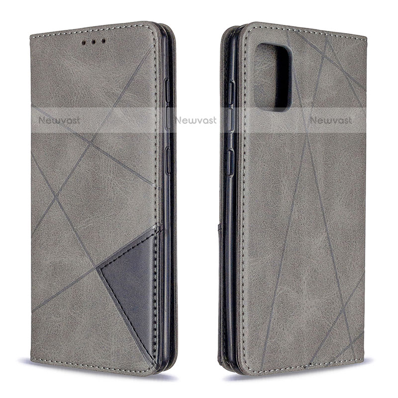 Leather Case Stands Flip Cover Holder B07F for Samsung Galaxy A31 Gray