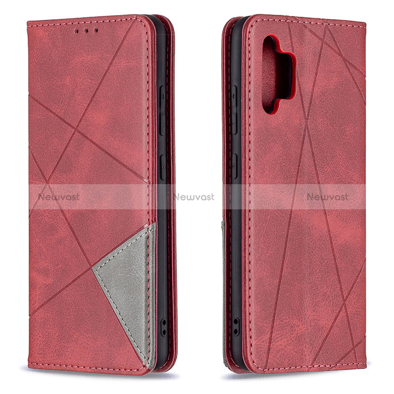 Leather Case Stands Flip Cover Holder B07F for Samsung Galaxy A32 4G Red