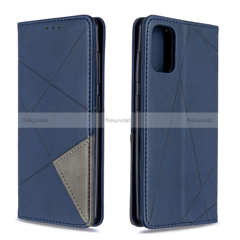 Leather Case Stands Flip Cover Holder B07F for Samsung Galaxy A41 Blue