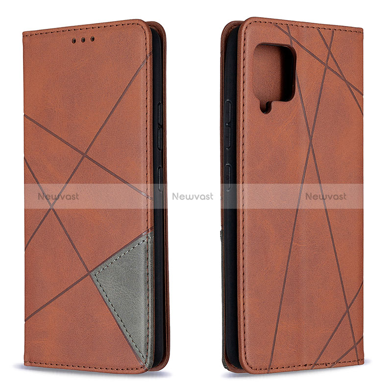 Leather Case Stands Flip Cover Holder B07F for Samsung Galaxy A42 5G Brown