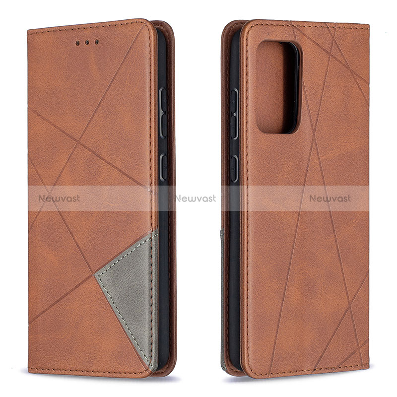 Leather Case Stands Flip Cover Holder B07F for Samsung Galaxy A52s 5G Brown