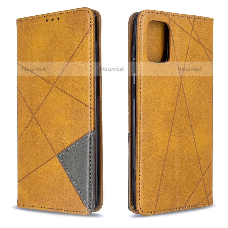 Leather Case Stands Flip Cover Holder B07F for Samsung Galaxy A71 4G A715 Light Brown