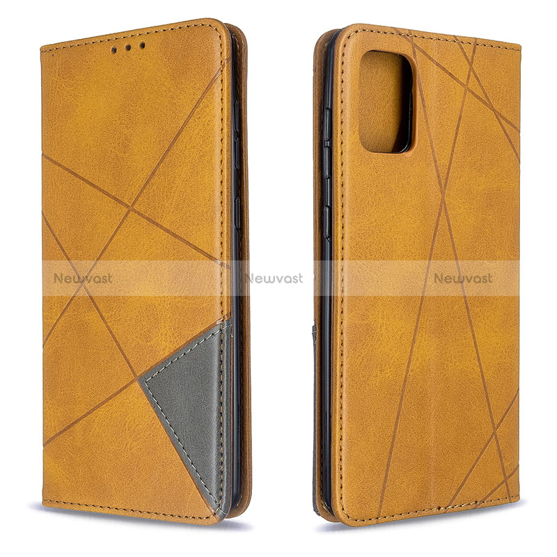 Leather Case Stands Flip Cover Holder B07F for Samsung Galaxy A71 5G Light Brown