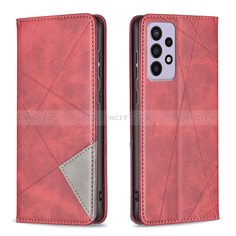 Leather Case Stands Flip Cover Holder B07F for Samsung Galaxy A73 5G Red