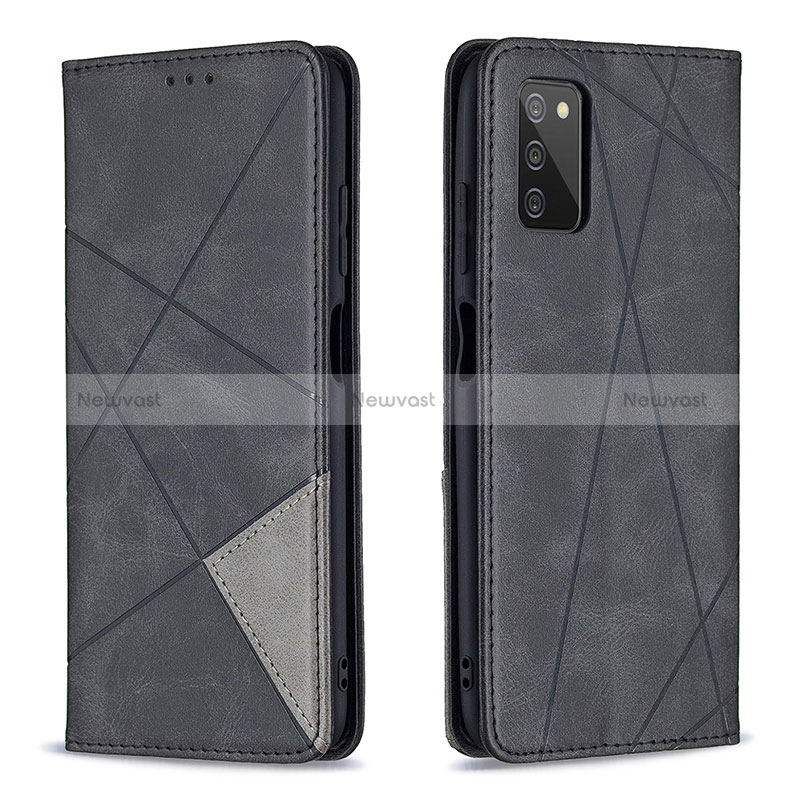 Leather Case Stands Flip Cover Holder B07F for Samsung Galaxy F02S SM-E025F Black