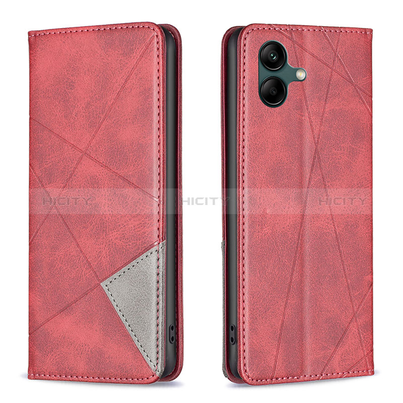 Leather Case Stands Flip Cover Holder B07F for Samsung Galaxy F04 Red