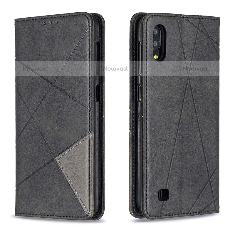 Leather Case Stands Flip Cover Holder B07F for Samsung Galaxy M10 Black