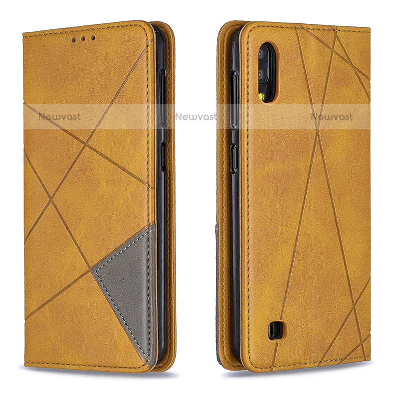 Leather Case Stands Flip Cover Holder B07F for Samsung Galaxy M10 Light Brown