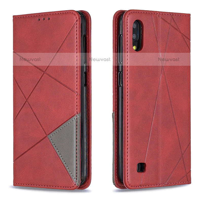 Leather Case Stands Flip Cover Holder B07F for Samsung Galaxy M10 Red