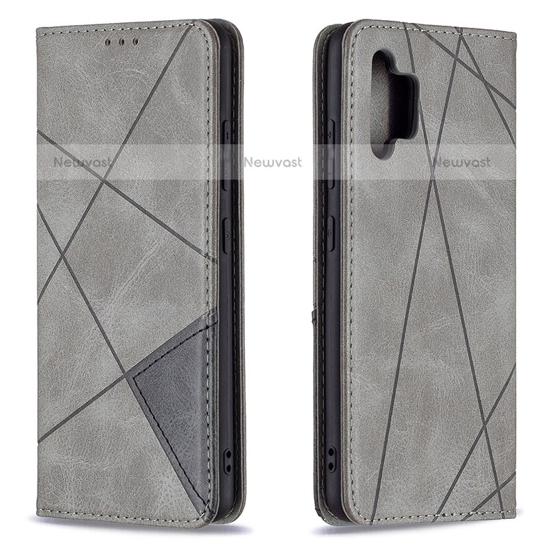 Leather Case Stands Flip Cover Holder B07F for Samsung Galaxy M32 5G Gray