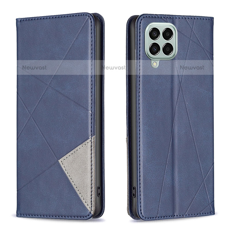 Leather Case Stands Flip Cover Holder B07F for Samsung Galaxy M33 5G Blue