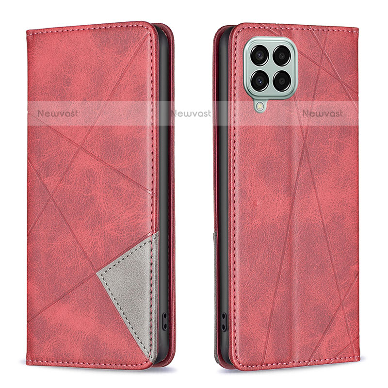 Leather Case Stands Flip Cover Holder B07F for Samsung Galaxy M33 5G Red