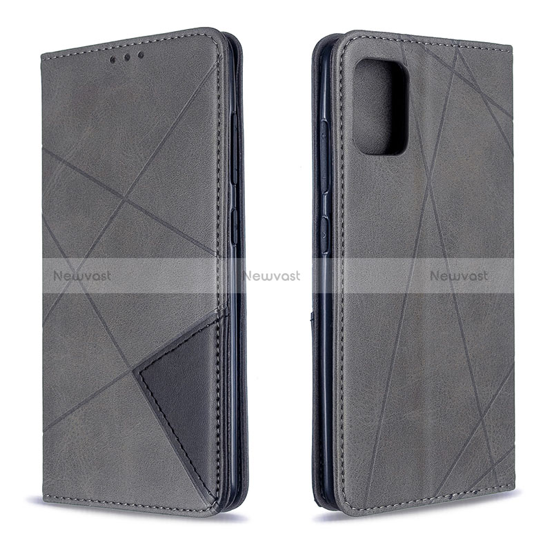 Leather Case Stands Flip Cover Holder B07F for Samsung Galaxy M40S Gray