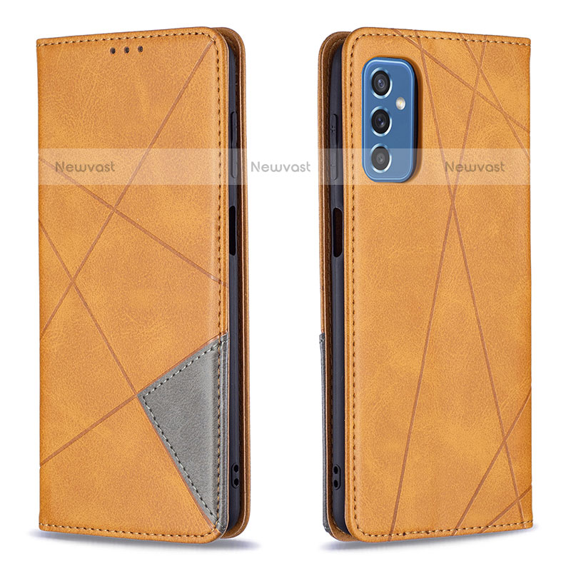 Leather Case Stands Flip Cover Holder B07F for Samsung Galaxy M52 5G Light Brown