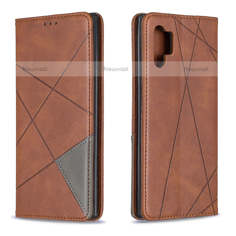 Leather Case Stands Flip Cover Holder B07F for Samsung Galaxy Note 10 Plus 5G Brown