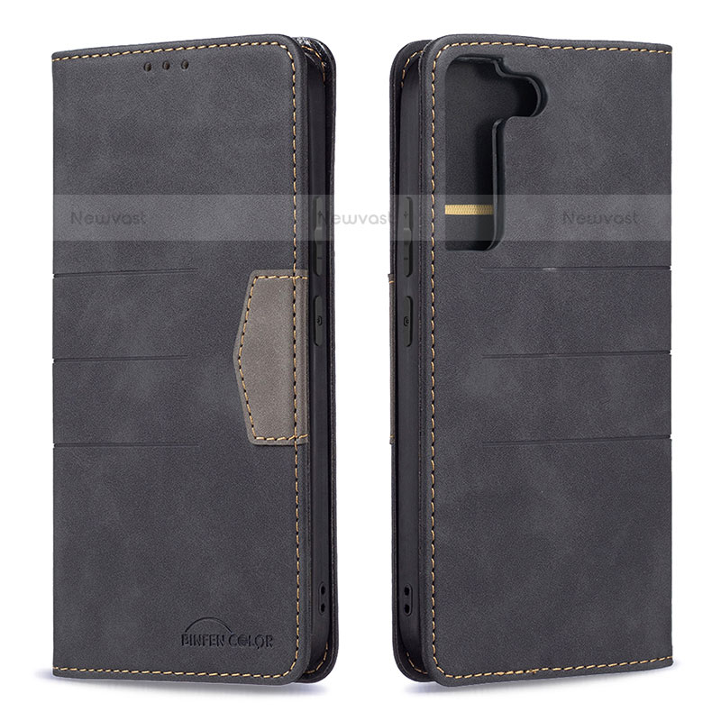 Leather Case Stands Flip Cover Holder B07F for Samsung Galaxy S21 FE 5G Black