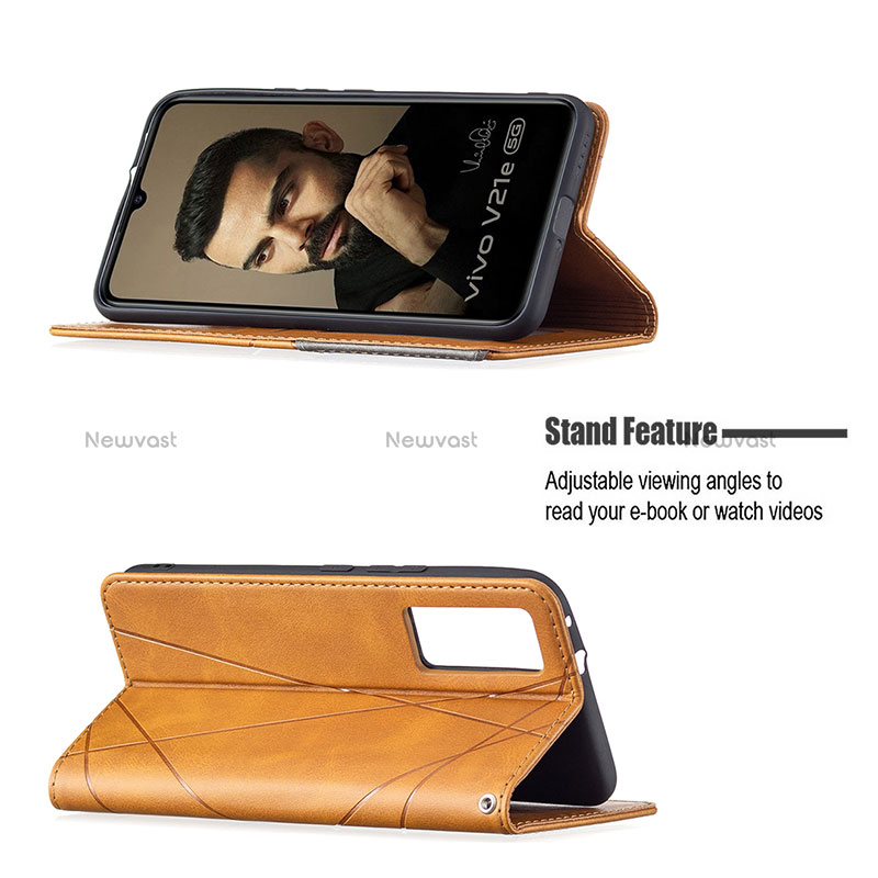 Leather Case Stands Flip Cover Holder B07F for Vivo V21e 5G