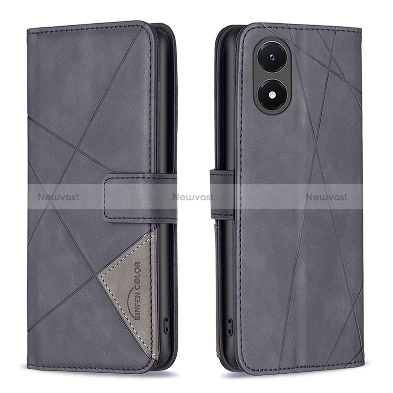 Leather Case Stands Flip Cover Holder B07F for Vivo Y02S