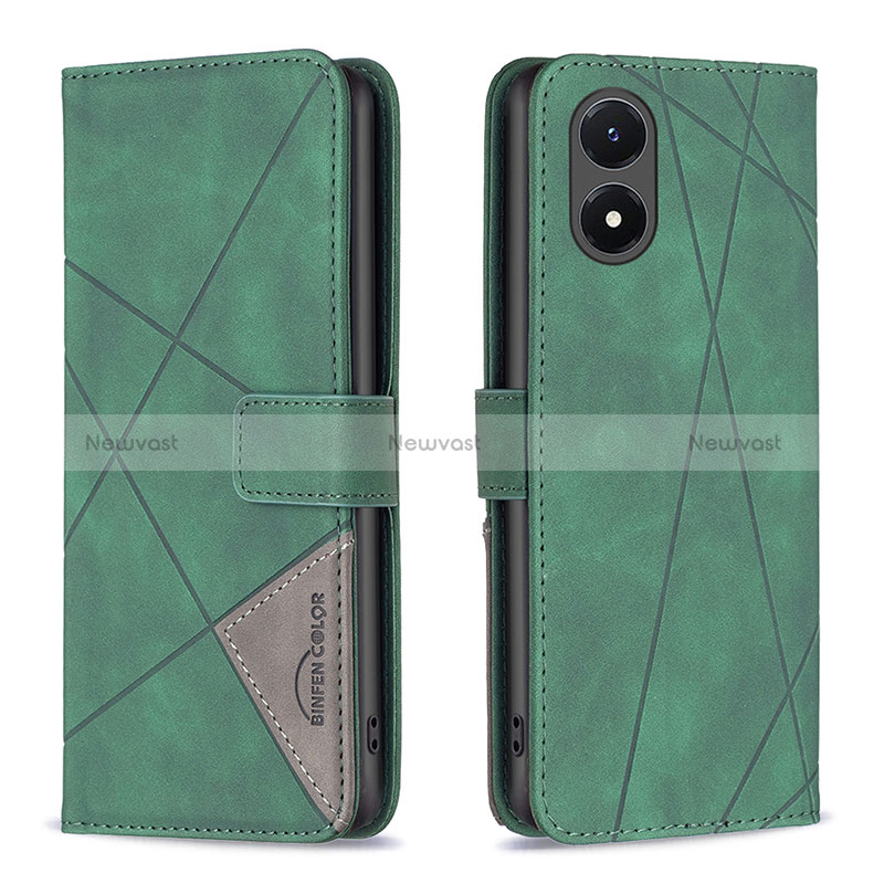 Leather Case Stands Flip Cover Holder B07F for Vivo Y02S