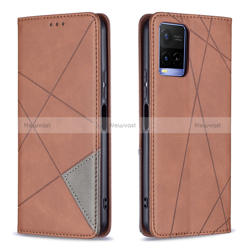 Leather Case Stands Flip Cover Holder B07F for Vivo Y21e