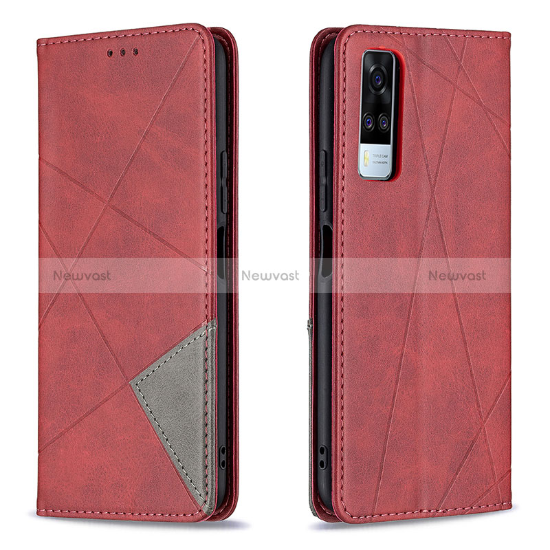 Leather Case Stands Flip Cover Holder B07F for Vivo Y51 (2021)