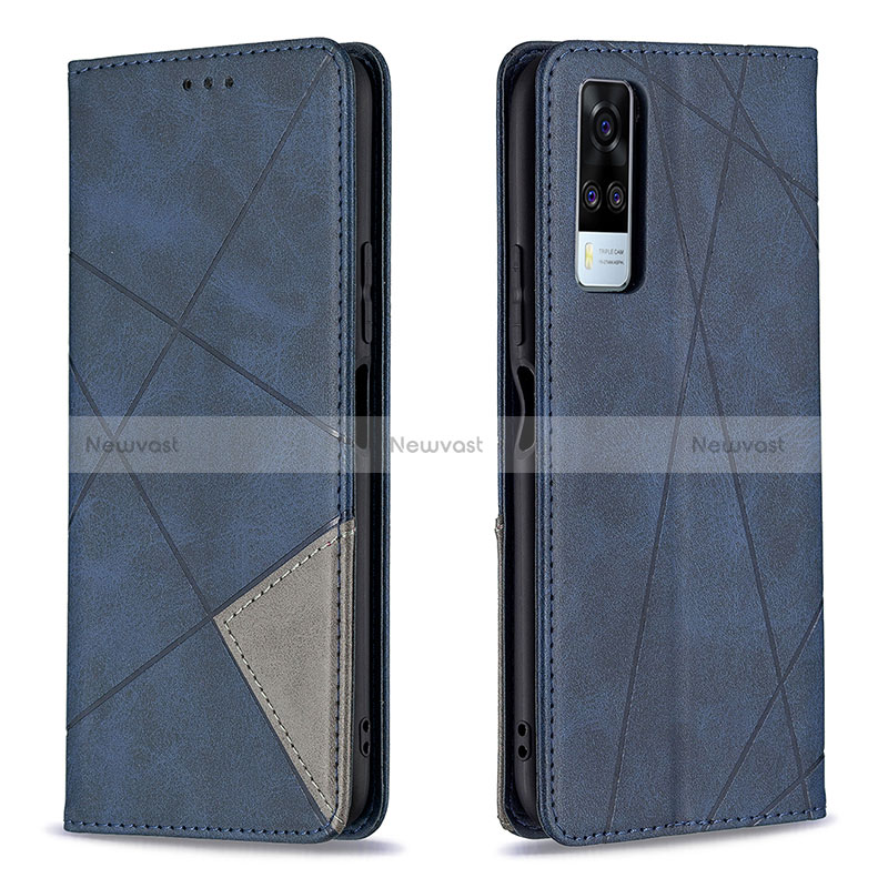 Leather Case Stands Flip Cover Holder B07F for Vivo Y53s NFC Blue