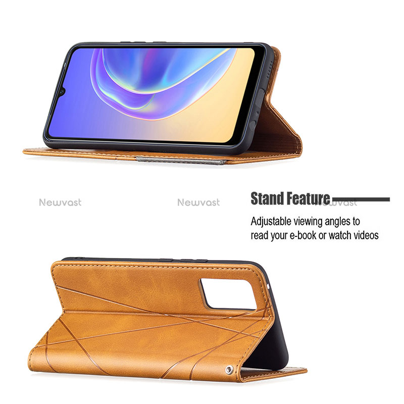 Leather Case Stands Flip Cover Holder B07F for Vivo Y73 (2021)