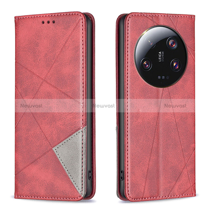 Leather Case Stands Flip Cover Holder B07F for Xiaomi Mi 13 Ultra 5G Red