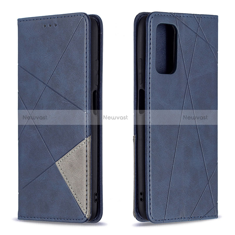 Leather Case Stands Flip Cover Holder B07F for Xiaomi Poco M3 Blue