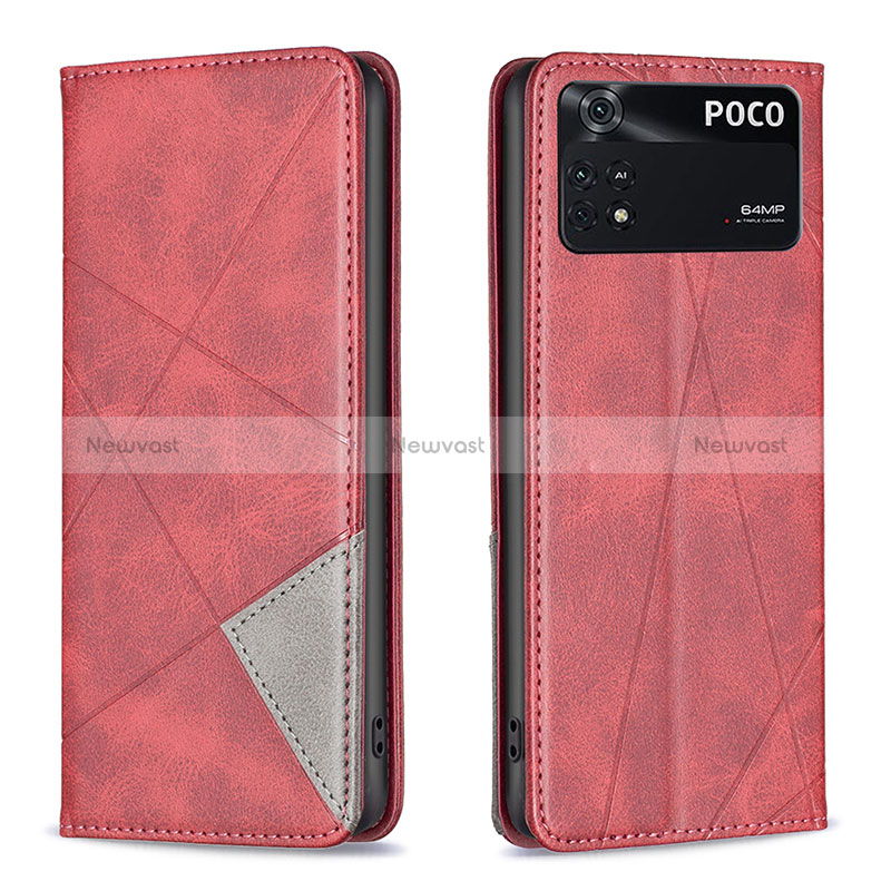 Leather Case Stands Flip Cover Holder B07F for Xiaomi Poco M4 Pro 4G