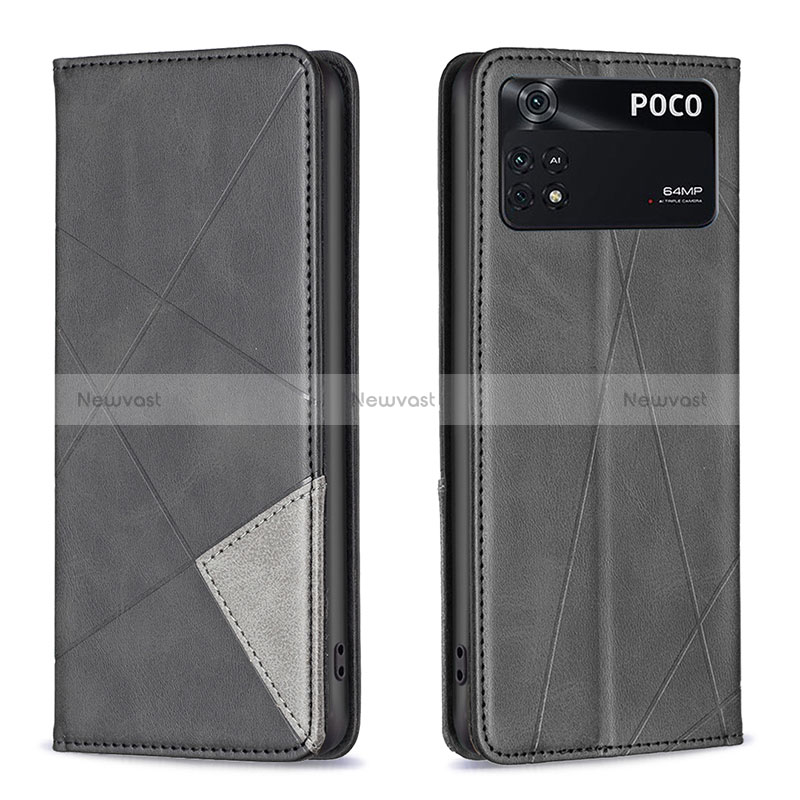 Leather Case Stands Flip Cover Holder B07F for Xiaomi Poco M4 Pro 4G