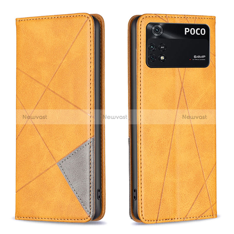 Leather Case Stands Flip Cover Holder B07F for Xiaomi Poco M4 Pro 4G