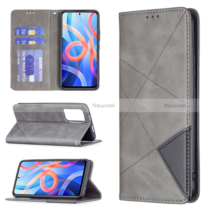 Leather Case Stands Flip Cover Holder B07F for Xiaomi Poco M4 Pro 5G