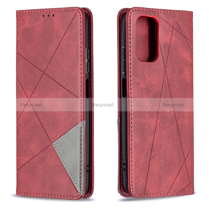 Leather Case Stands Flip Cover Holder B07F for Xiaomi Poco M5S Red