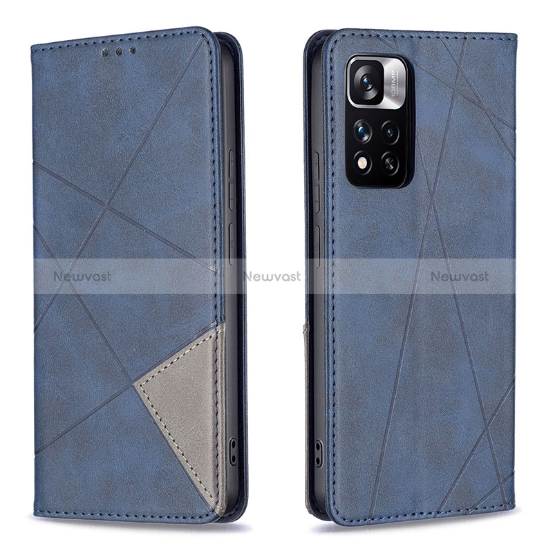 Leather Case Stands Flip Cover Holder B07F for Xiaomi Poco X4 NFC Blue