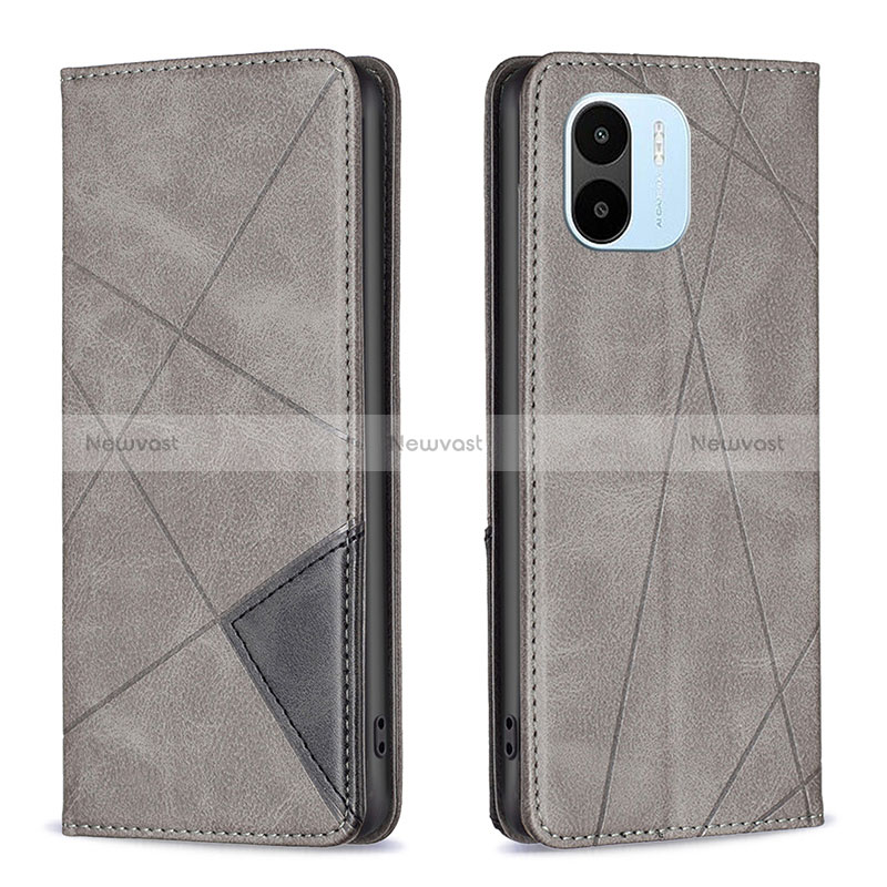 Leather Case Stands Flip Cover Holder B07F for Xiaomi Redmi A1 Gray